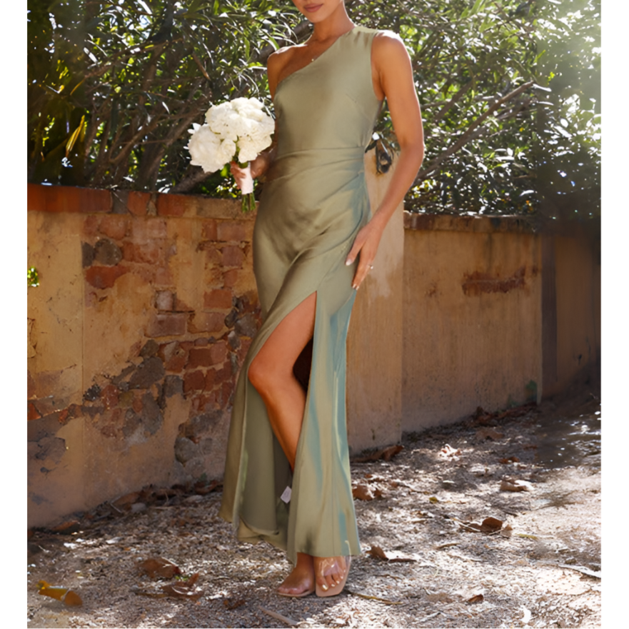 Green Off Shoulder Maxi Dress for Women - ModishWorld