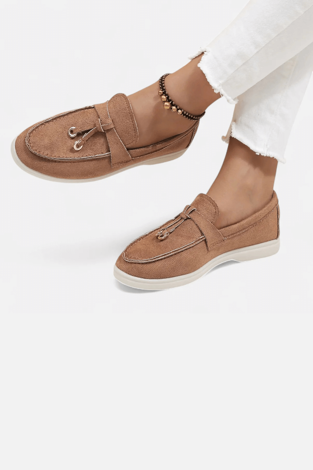 Classic Women's Leather Slip On Shoes - Thick Comfort Sole