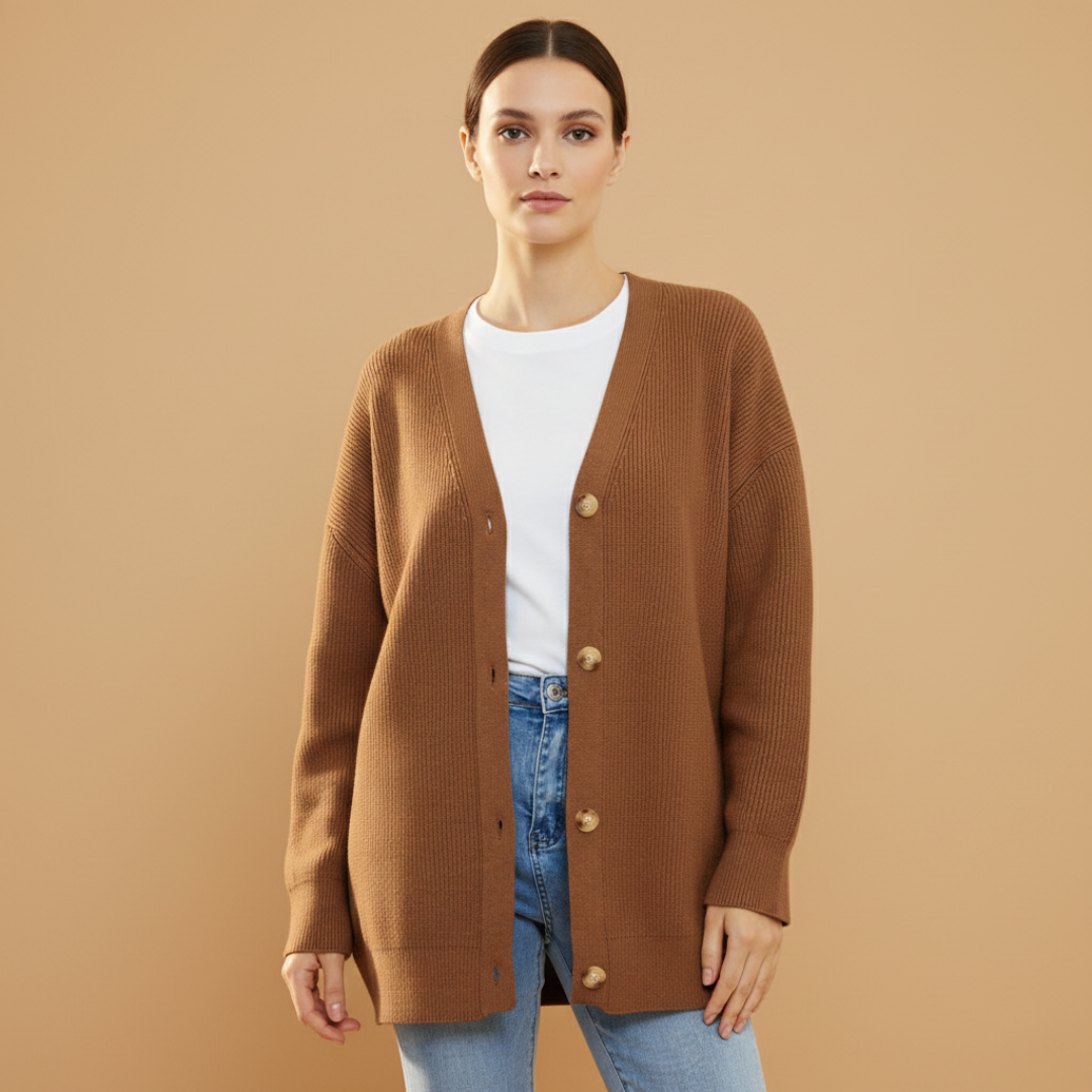 Ladies Open Front V Neck Sweater Cardigan