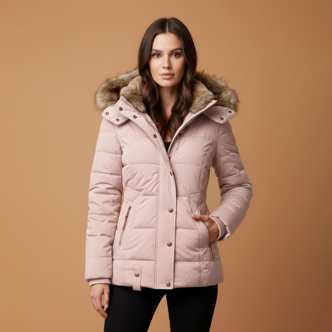 Ladies Button Front Faux Leather Jacket