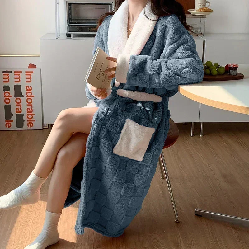 Luxurious Long Bathrobe with Hooded Collar