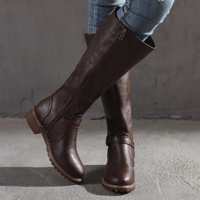 Ladies Tall Zip Boots with Low Heel