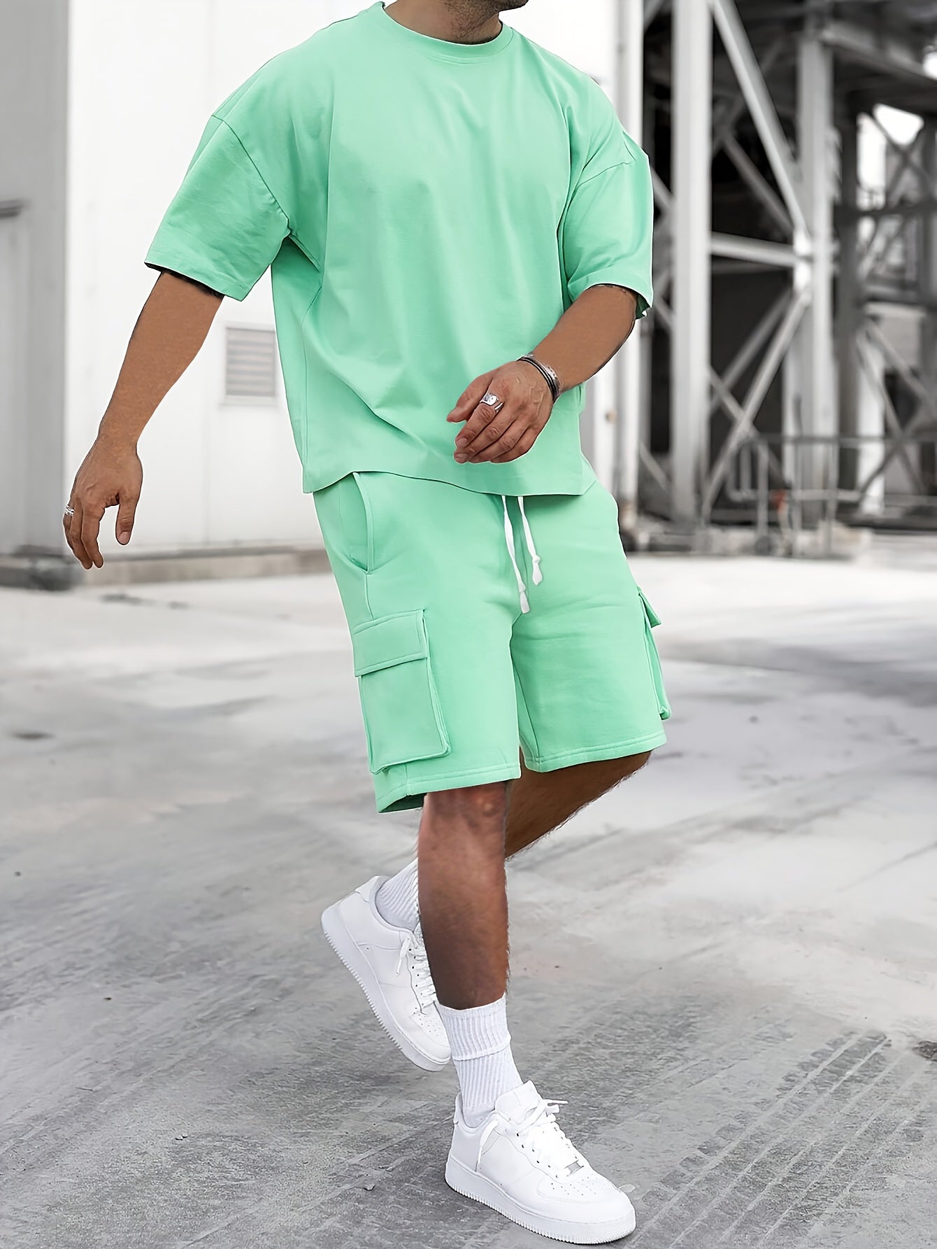 Relaxed Fit Tee and Shorts Combo for Men