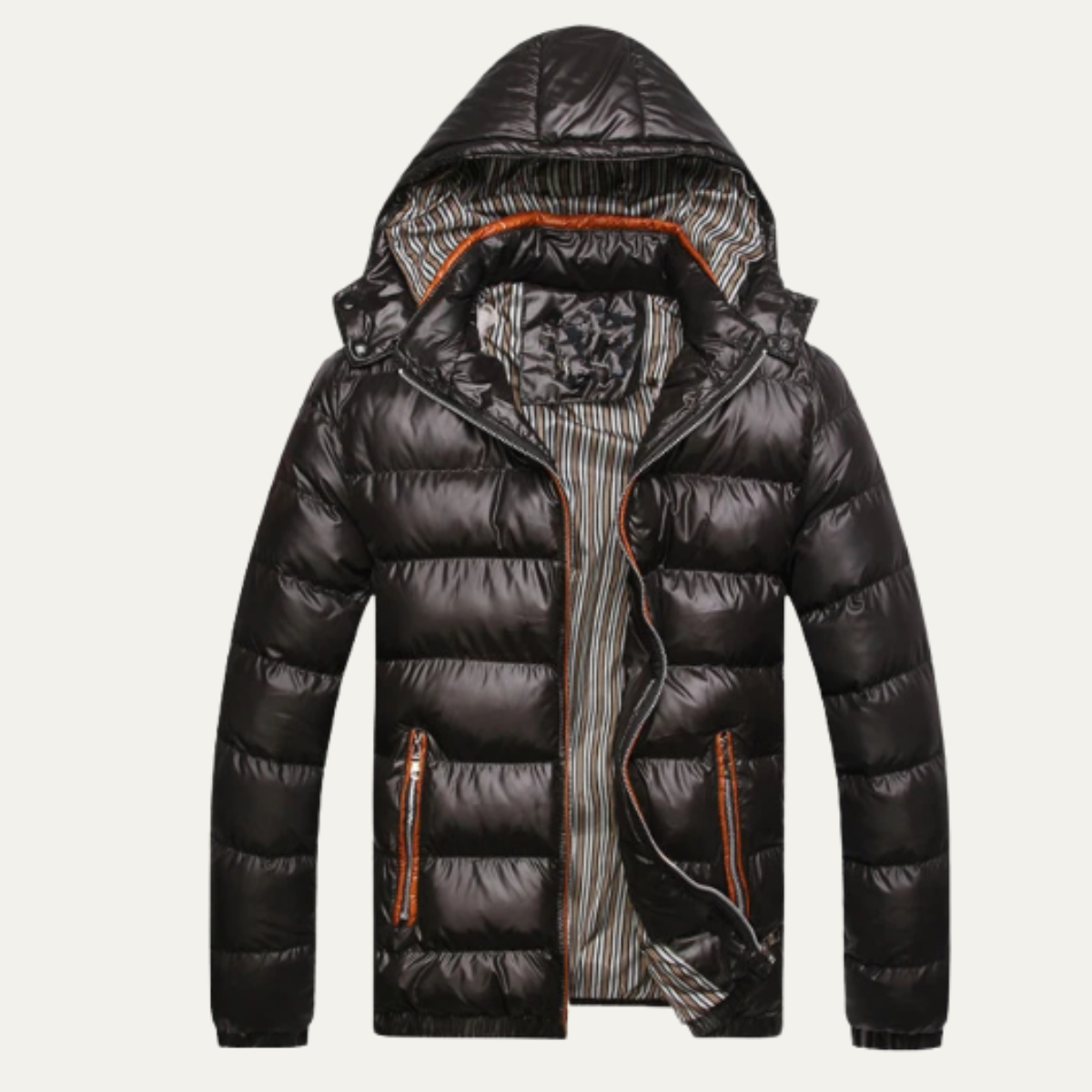 Warm Men's Quilted Puffer Jacket - Black - Modish World