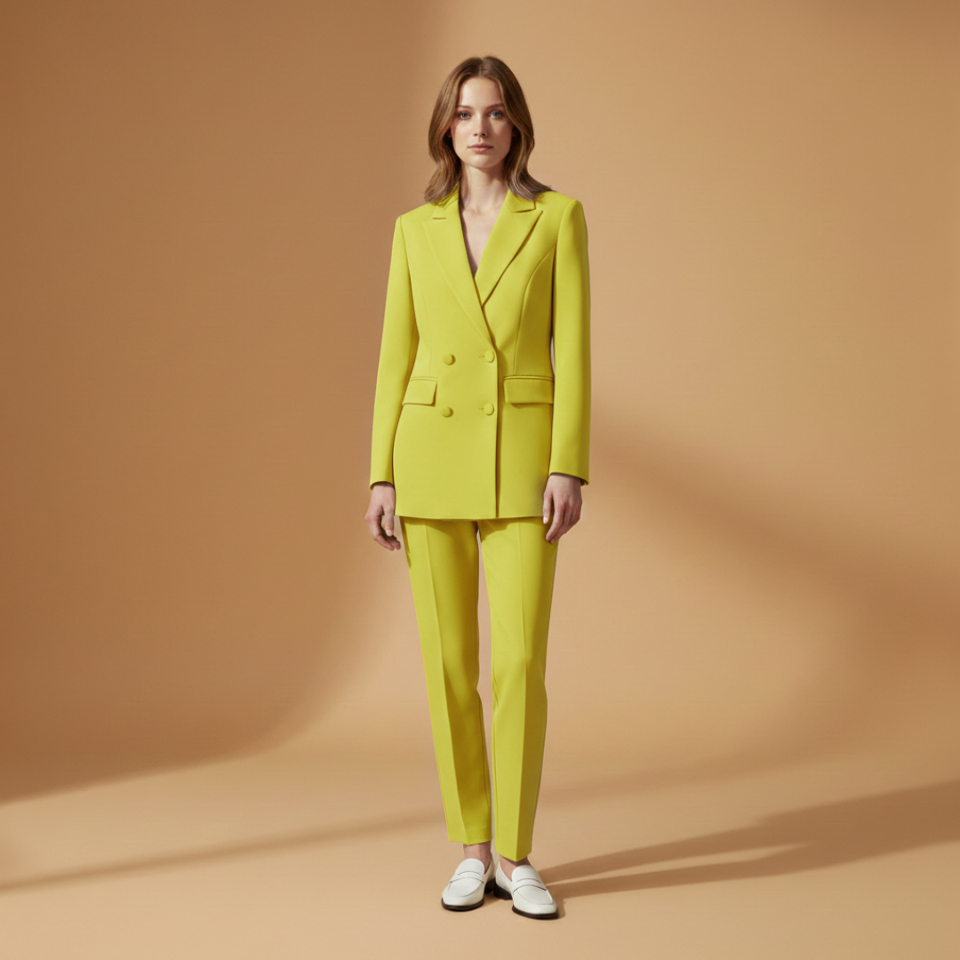 Classic 2 Piece Women's Suit Set with Peak Lapel
