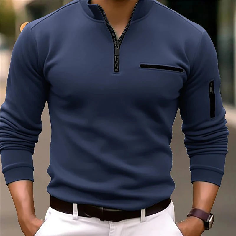 Casual Men's Quarter Zip Fleece Shirt