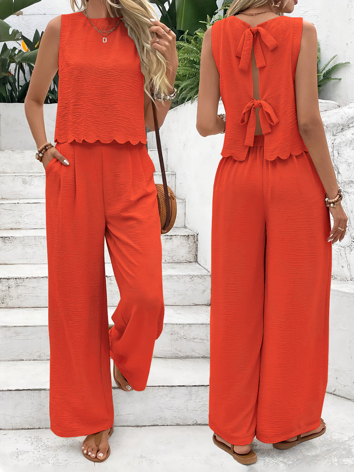 Elegant Women's Blouse and Pants Suit Set