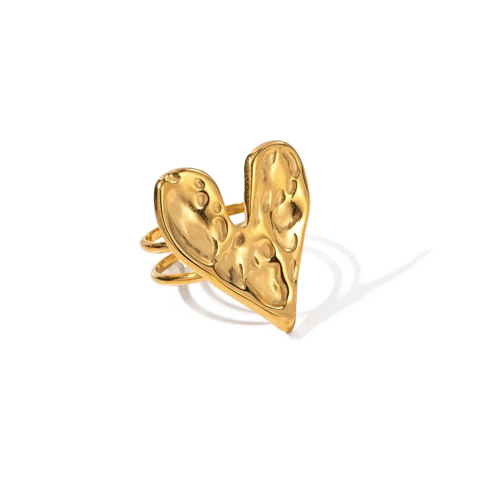 Sculpted Heart Ring in 18K Gold Plate – Designer Statement Piece
- ModishWorld