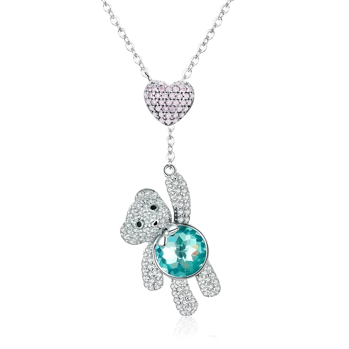 Sterling Silver Teddy Bear Pendant with Blue Crystal
- ModishWorld