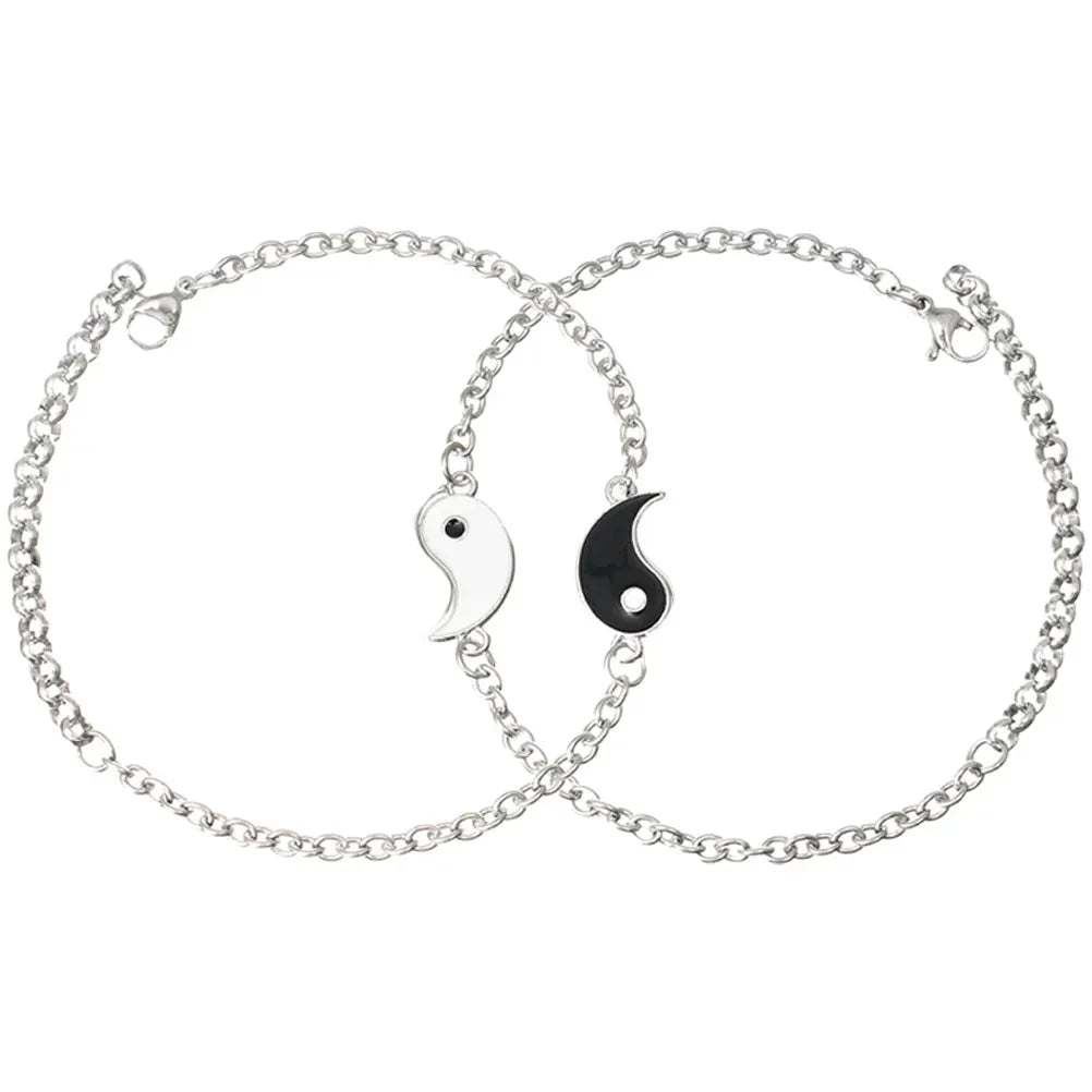 Silver Yin Yang Couple Bracelets: Adjustable, Black & White, Spiritual Harmony
- ModishWorld