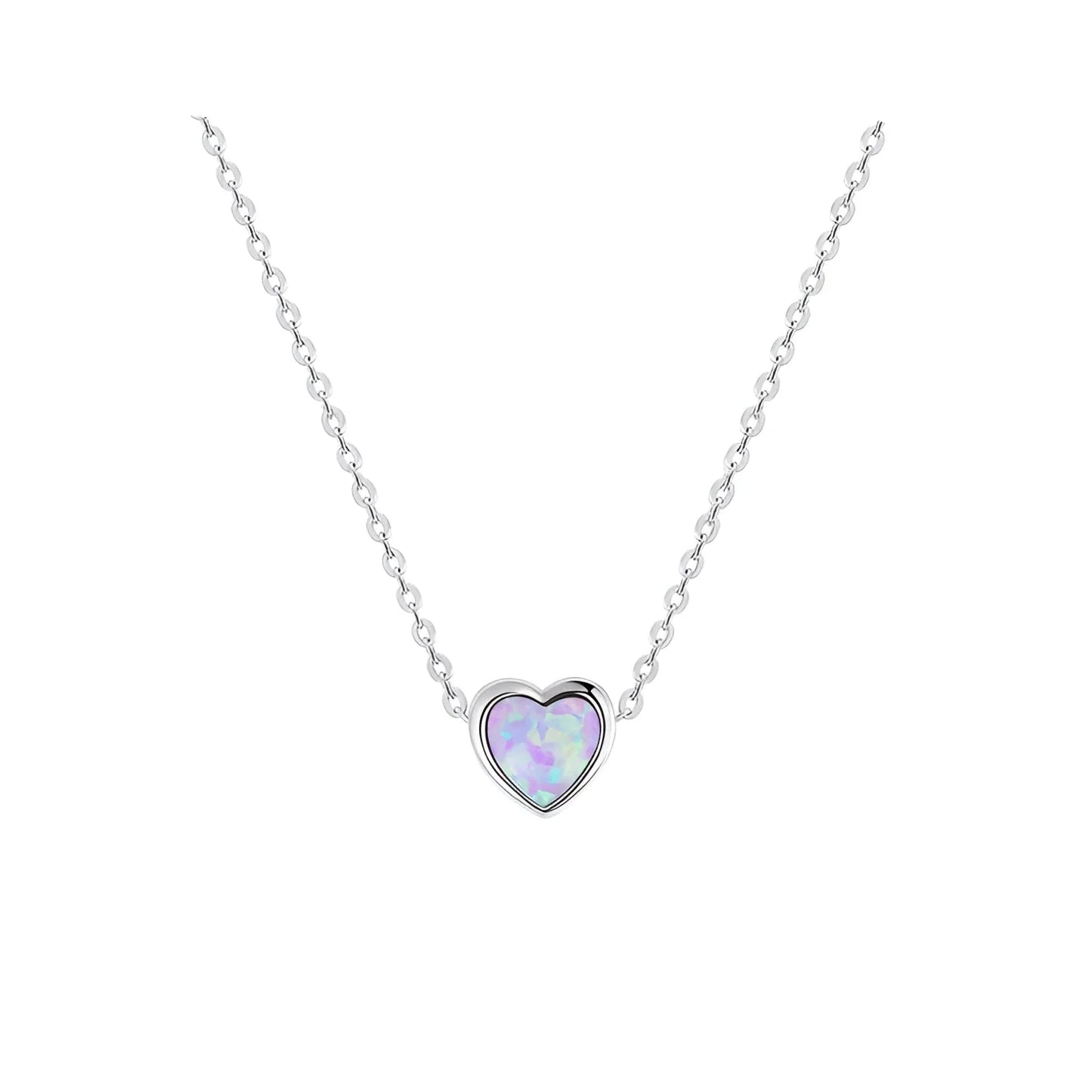 Hypoallergenic 925 Sterling Silver Opal Heart Necklace Pendant from Bamoer - A Gift
- ModishWorld