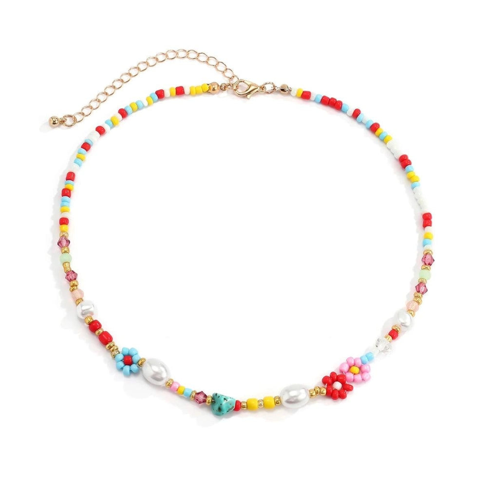 Multicolor Pearl and Floral Boho Bead Choker
- ModishWorld