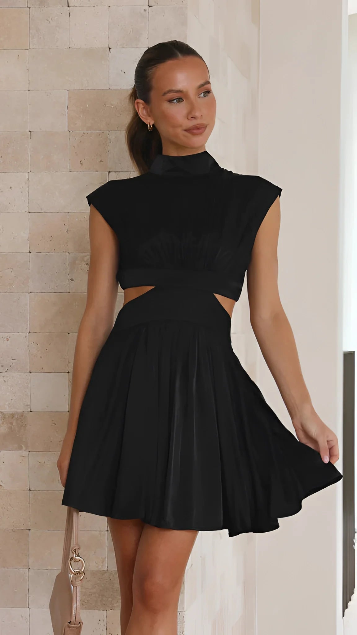 Black Mini Dress with Cut-Outs