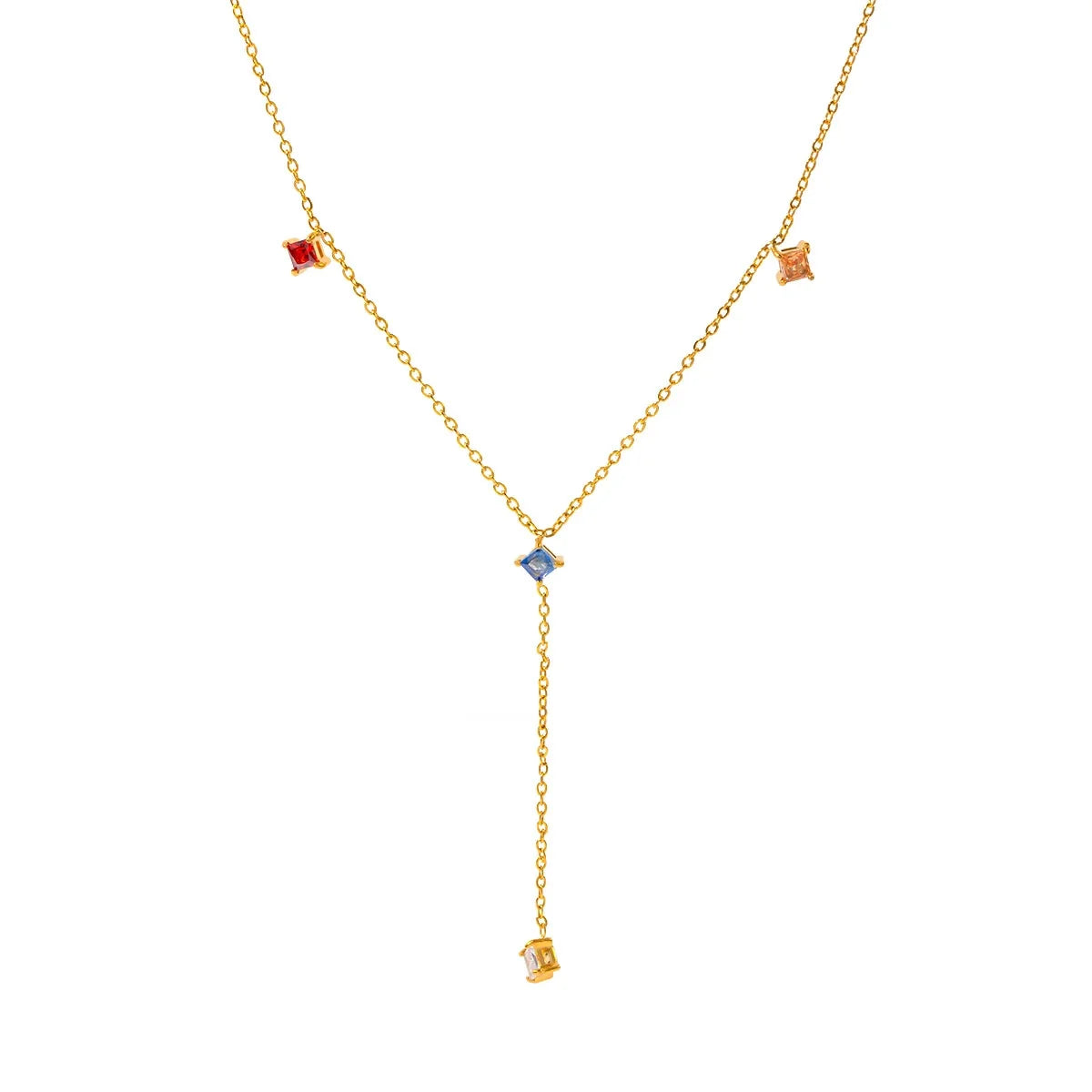 Women's Gold Y-Necklace with Colorful Gemstones
- ModishWorld