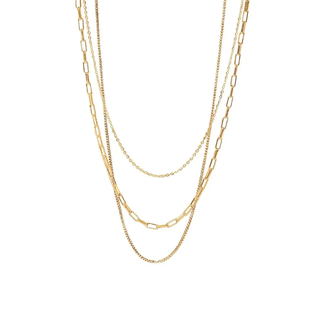 Elegant Geometric Link Chain Necklace, Gold Layered Multi-Strand
- ModishWorld