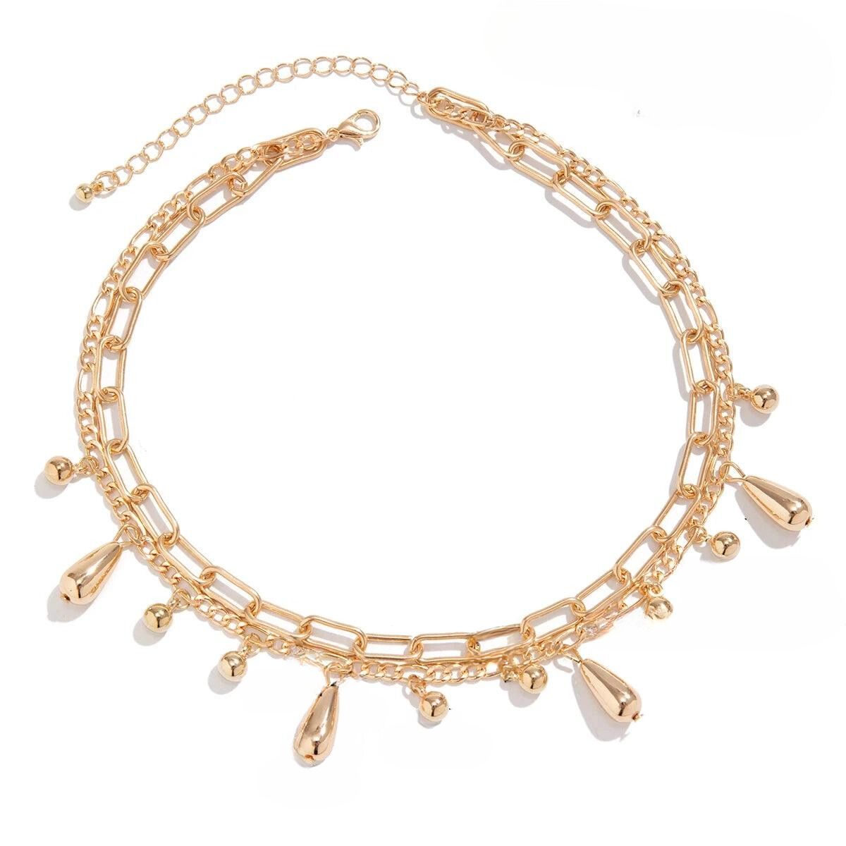 Elegant Teardrop Choker Necklace with Gold Pendant
- ModishWorld