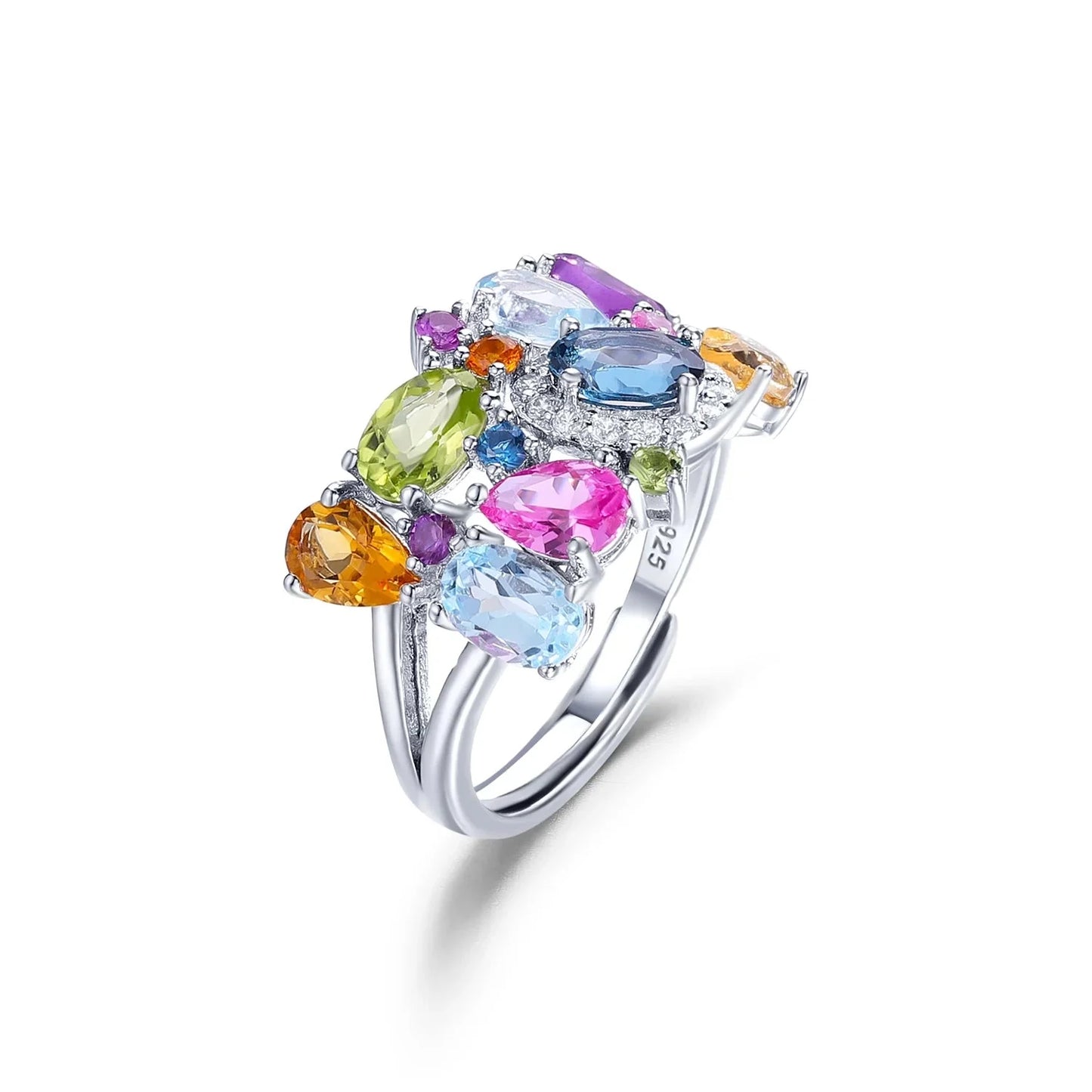 Elegant Rainbow Gemstone Ring in Sterling Silver by Gem's Ballet Jewelry
- ModishWorld