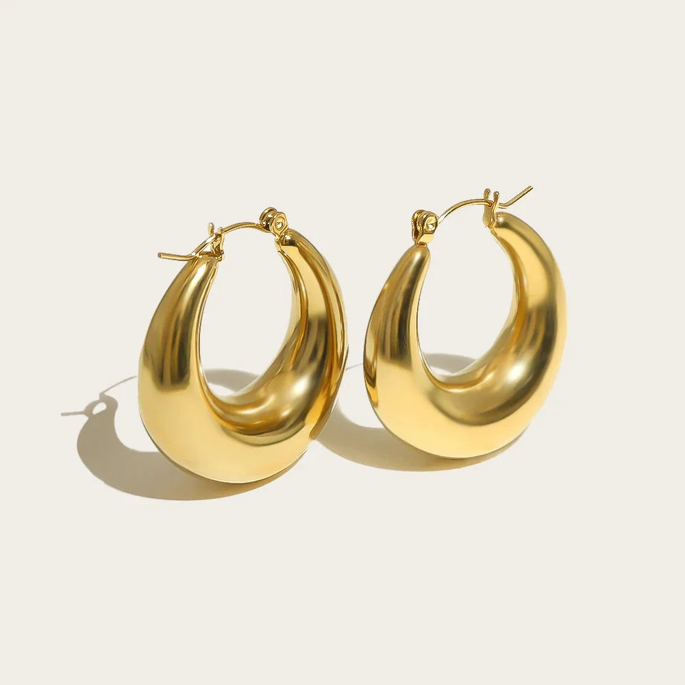 Elegant YA-CHAN 18K Gold-Plated Large Hoop Earrings
- ModishWorld