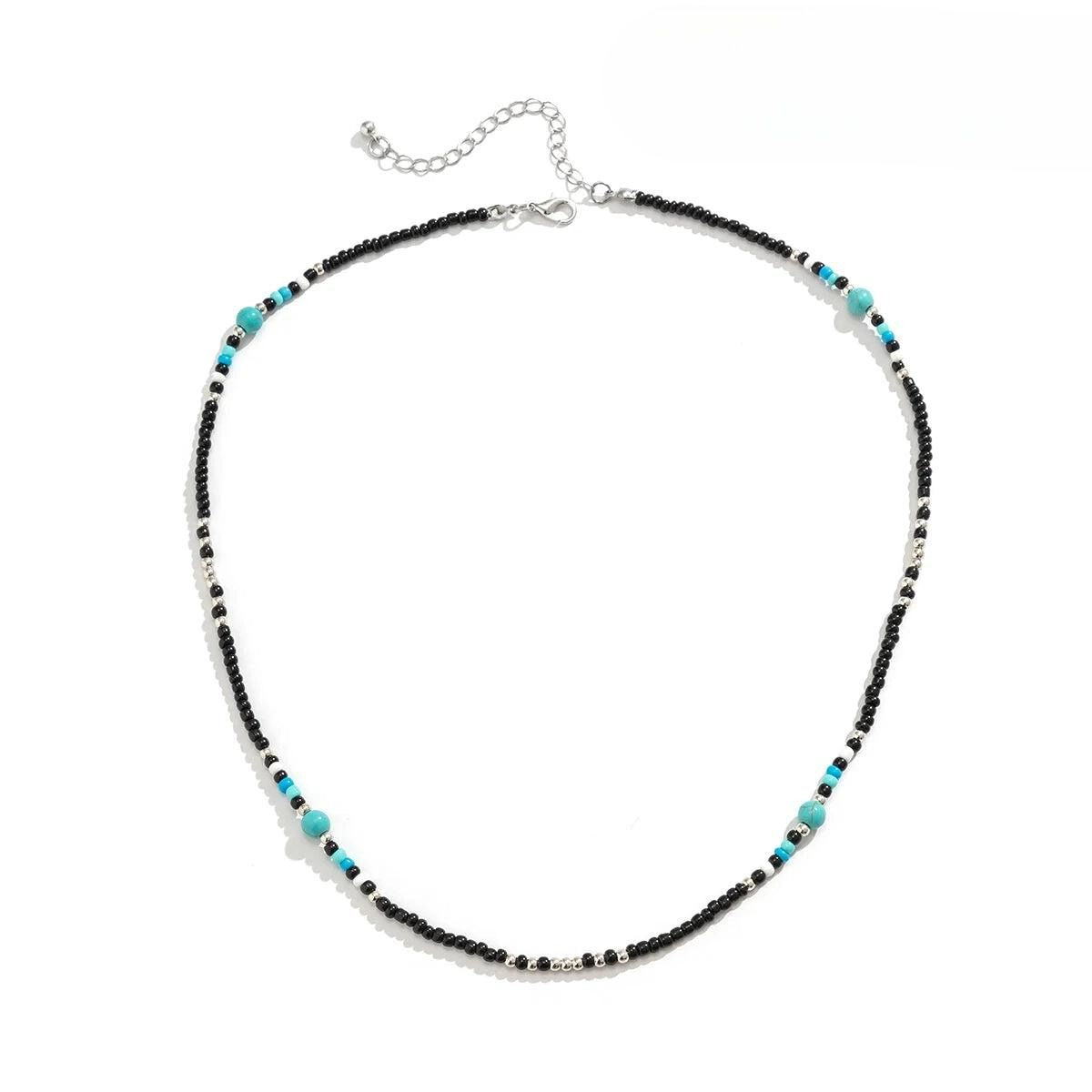 Adjustable Turquoise Bead Necklace in Boho Surfer Style
- ModishWorld