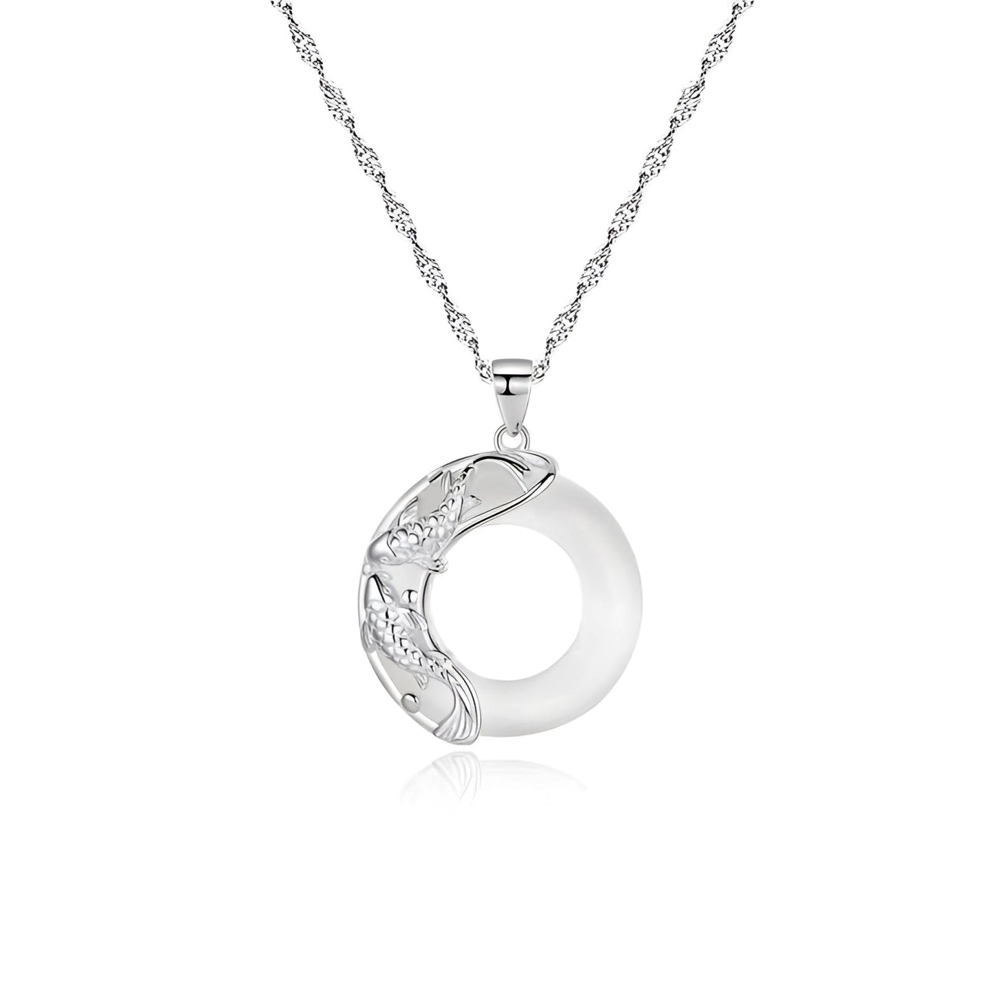 Silver Crescent Moon Necklace with Blue Gemstone & Floral Design
- ModishWorld