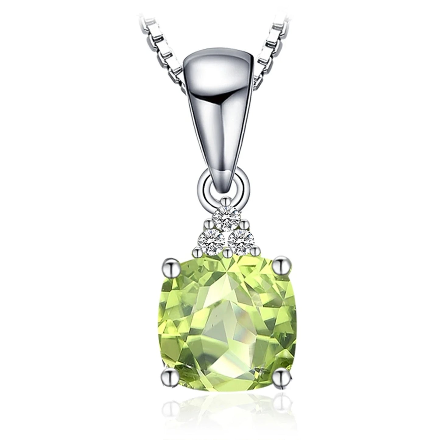Cushion-Cut Peridot Gemstone Pendant Necklace in Sterling Silver 925
- ModishWorld