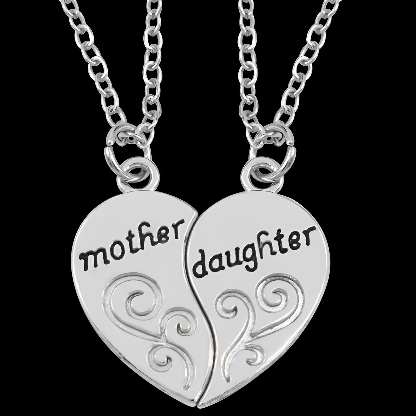 Custom Engraved Silver Heart Necklace for Mother and Daughter
- ModishWorld