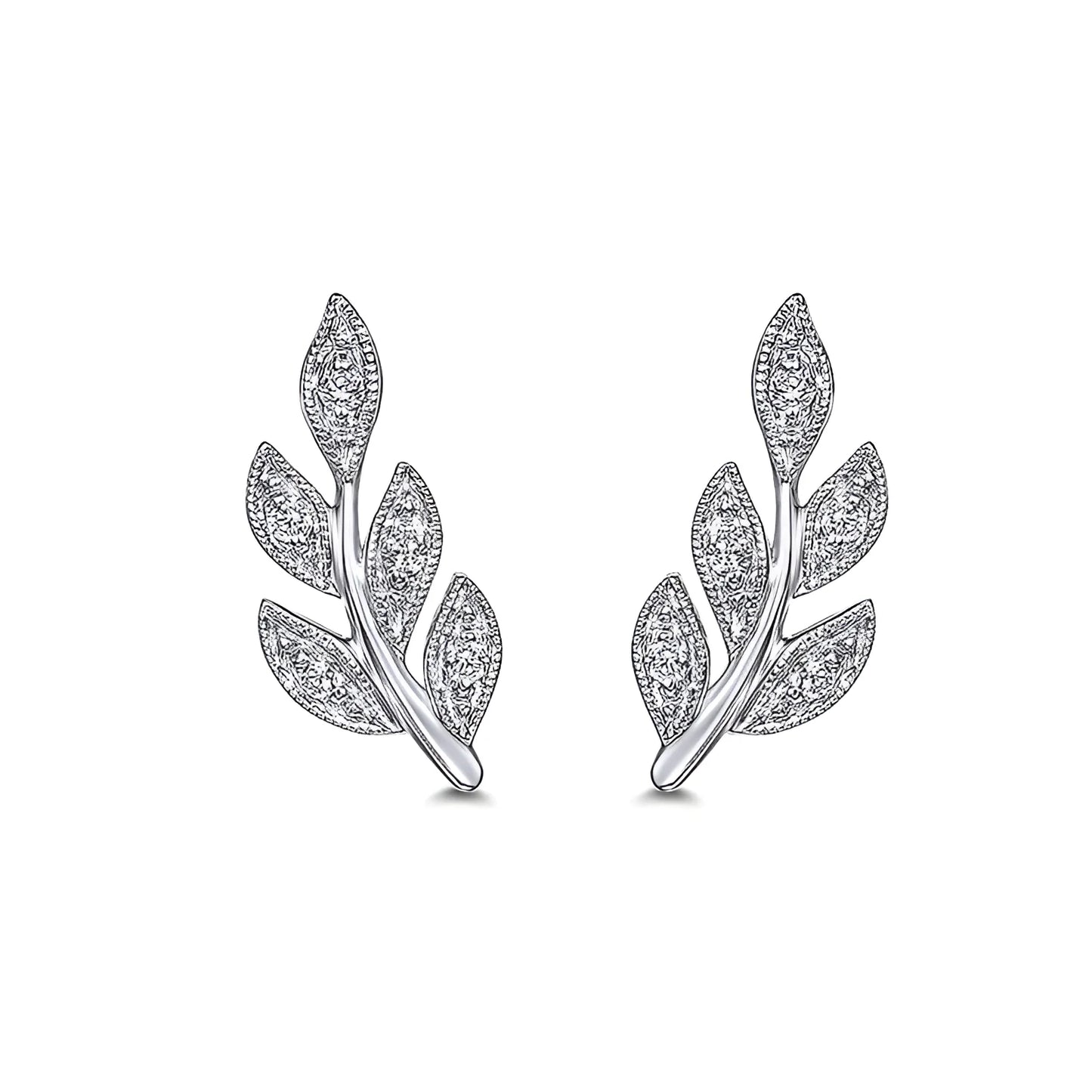 Elegant Silver Leaf Earrings with Sparkling Rhinestones
- ModishWorld