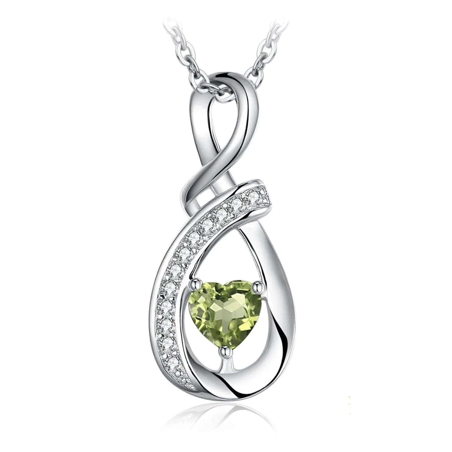 Elegant Sterling Silver 925 Infinity Necklace with Green Gemstone Pendant - Perfect Gift
- ModishWorld