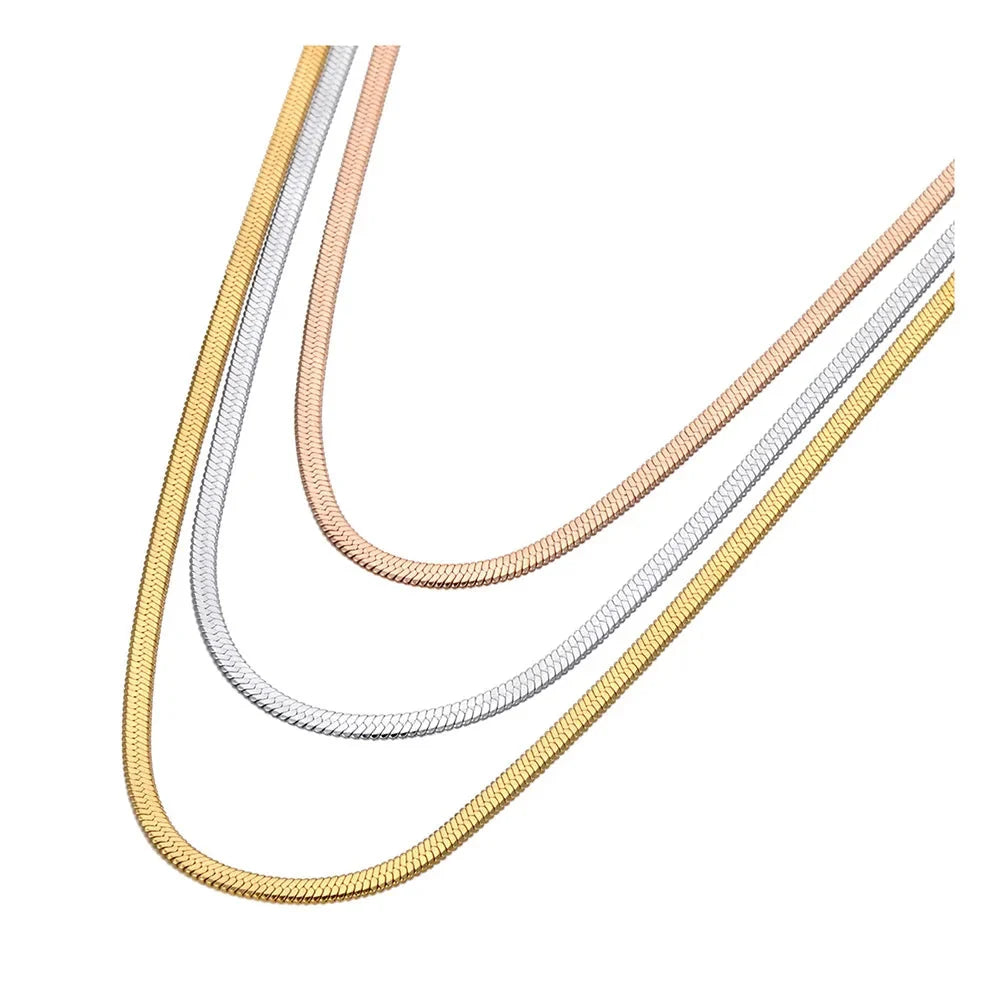 Lokaer Titanium Necklace: Gold, Silver, & Rose Gold Triple Layer
- ModishWorld