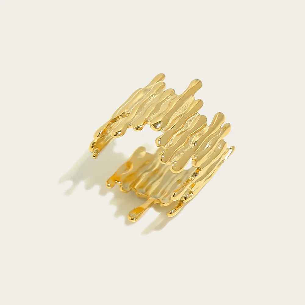 Wide YA-CHAN Rings in 18K Gold Plate, Vintage Style, Waterproof
- ModishWorld