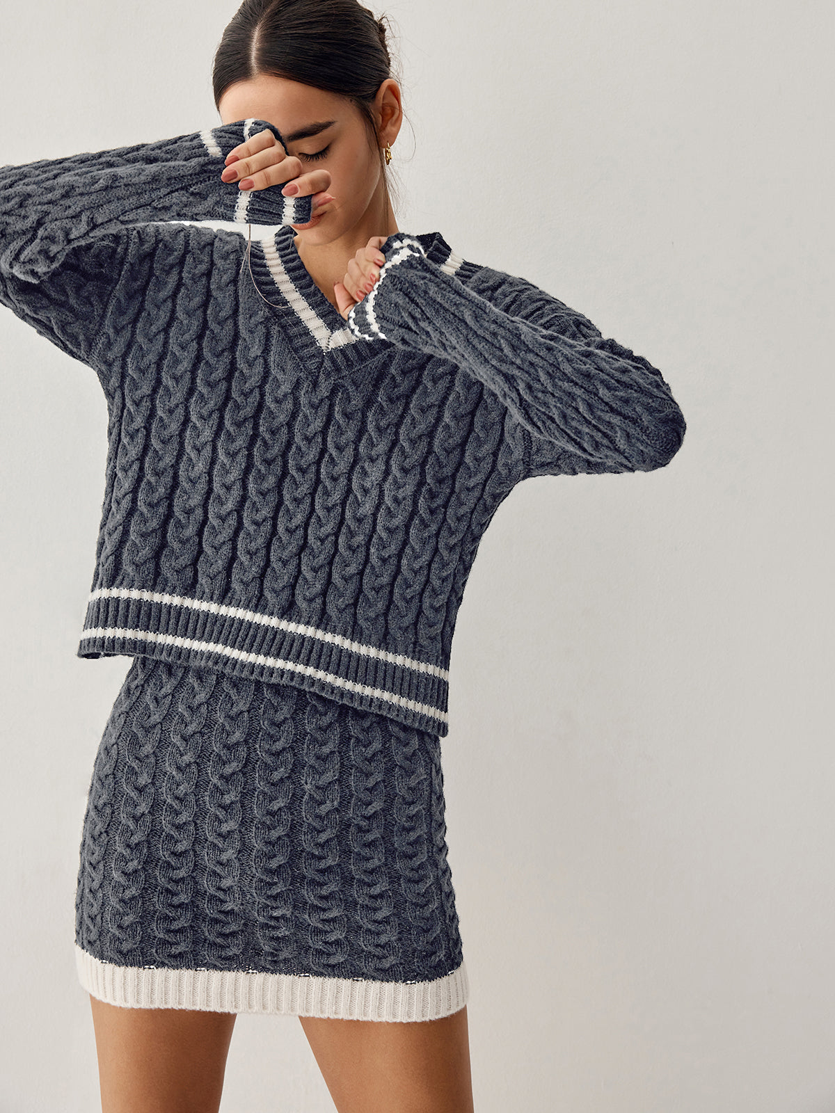 Soft V-Neck Cable Knit Women's Sweater