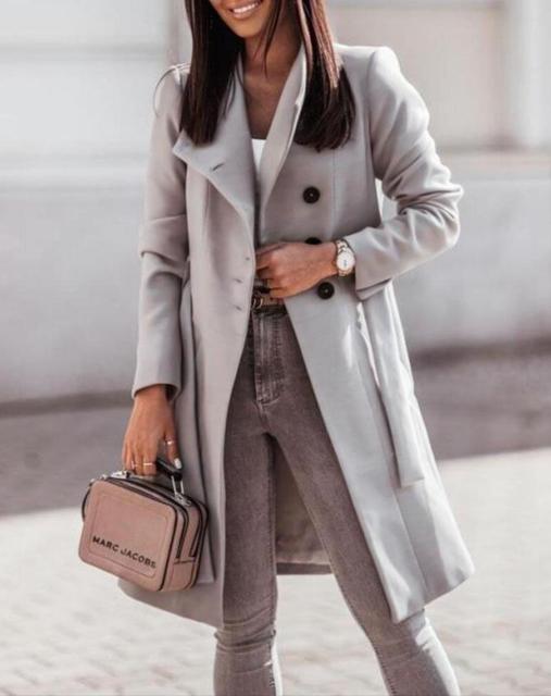 Ladies Long Warm Double Breasted Winter Coat