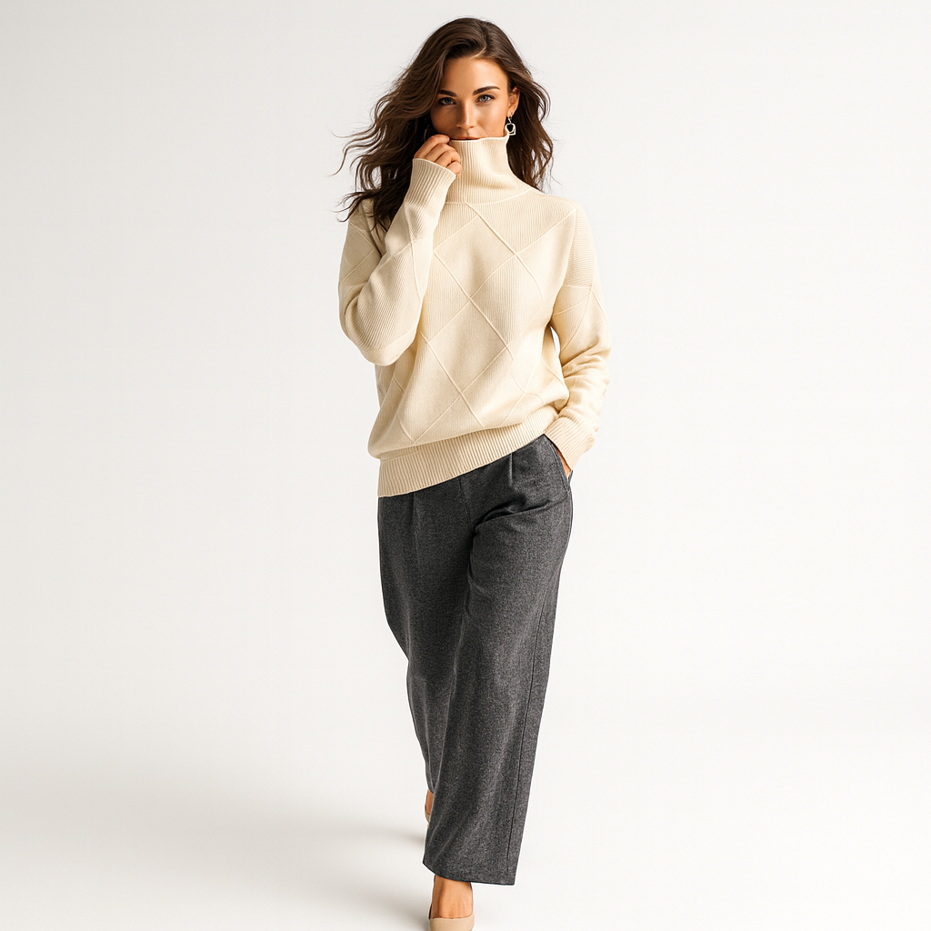 Warm Crew Neck Knit Sweater for Ladies
