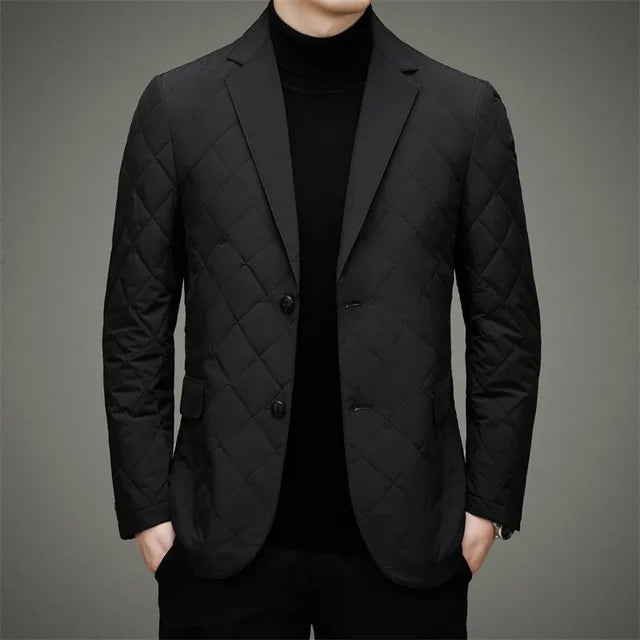 Men's Padded Blazer Jacket with Classic Lapel