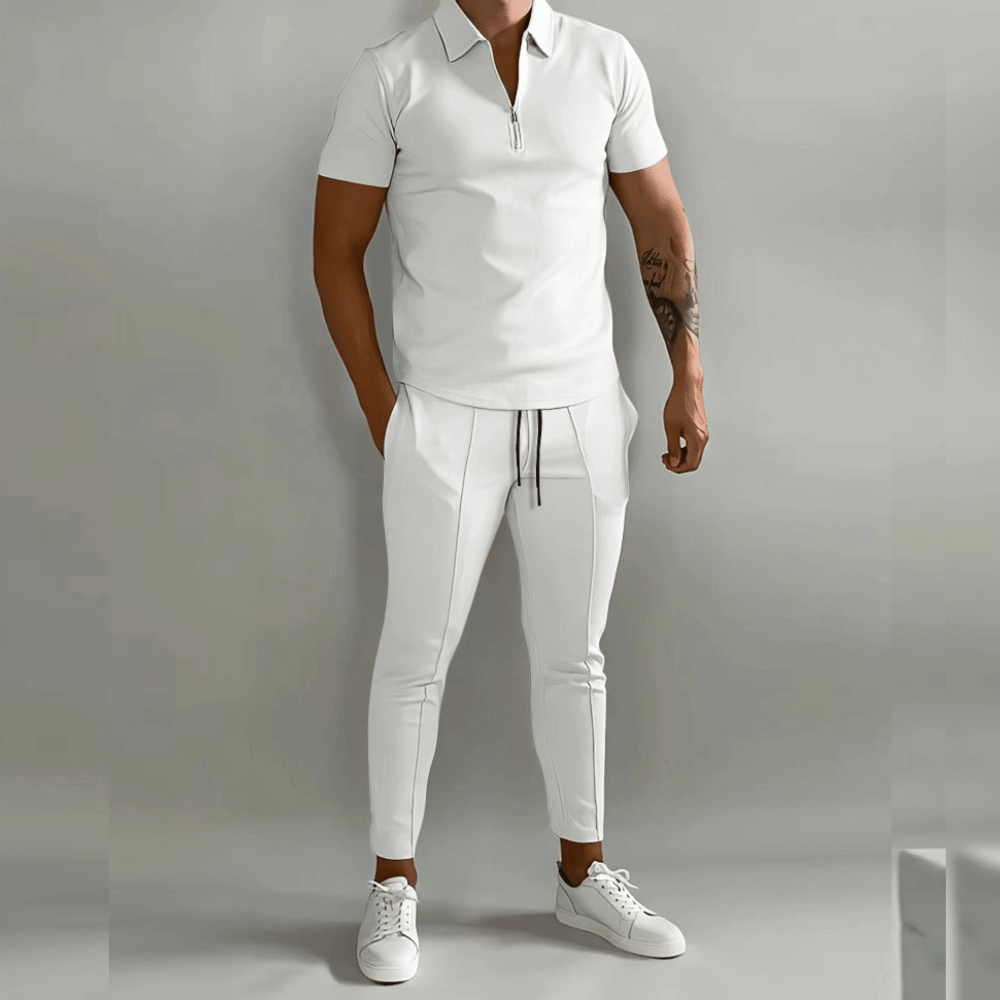 Classic Mens Polo Shirt and Pants Suit Set