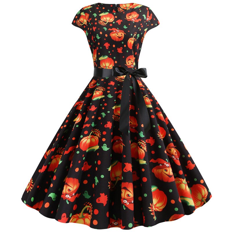 Adorable Fall Halloween Midi Dress