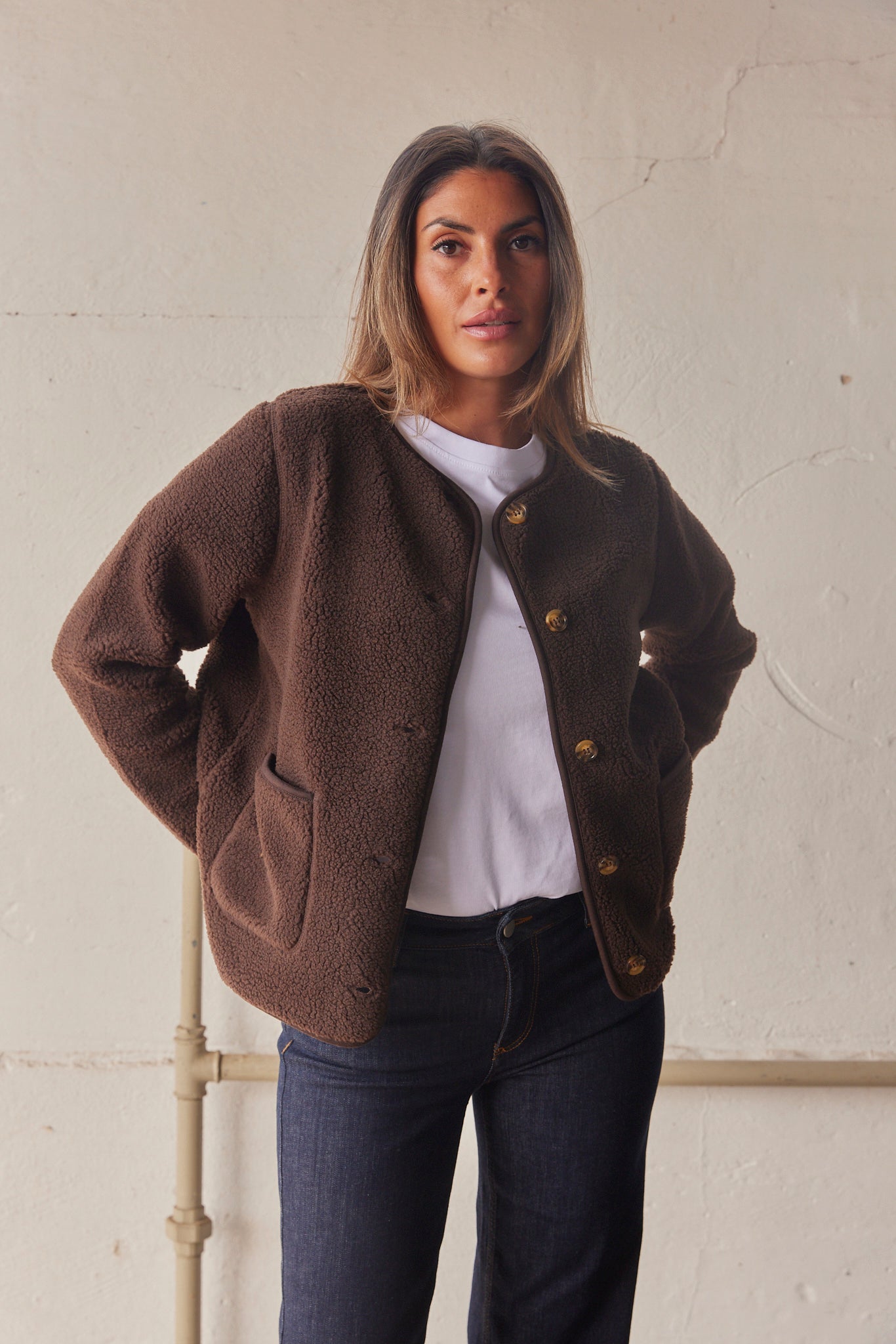 Fleece Lined Women's Hoodless Coat - ModishWorld