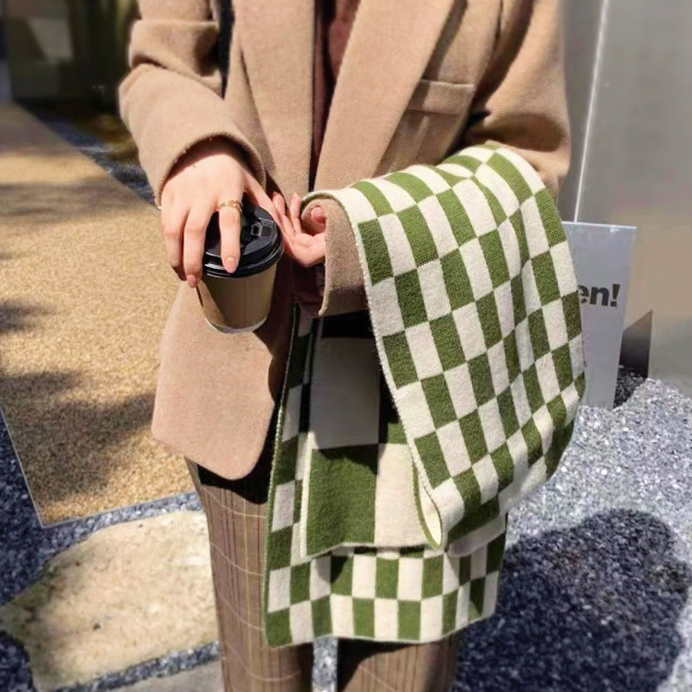 Plaid Knitted Women's Scarf