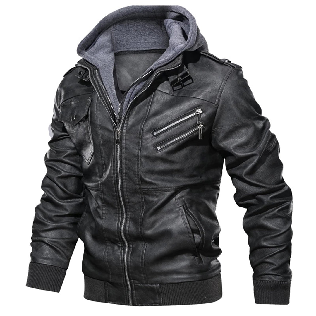 Men's Classic Double Layered Biker Leather Coat