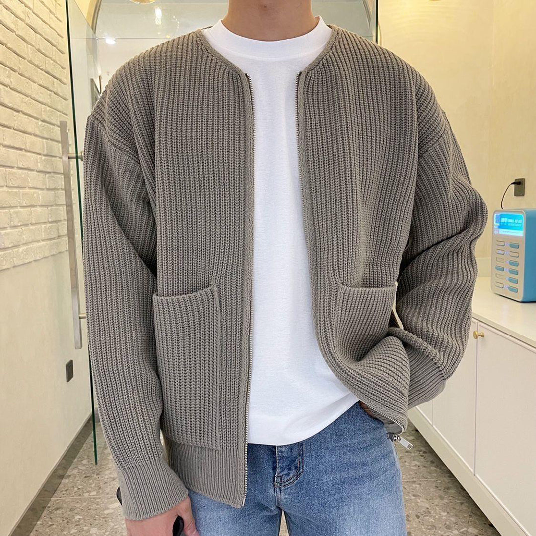 Stylish Men's Knit Zip Up Sweater