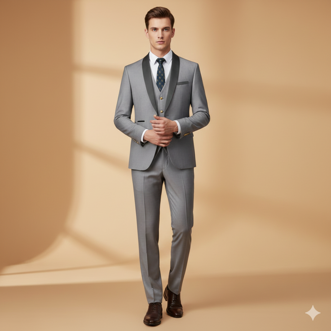 Classic Fit Mens 3 Piece Shawl Lapel Suit