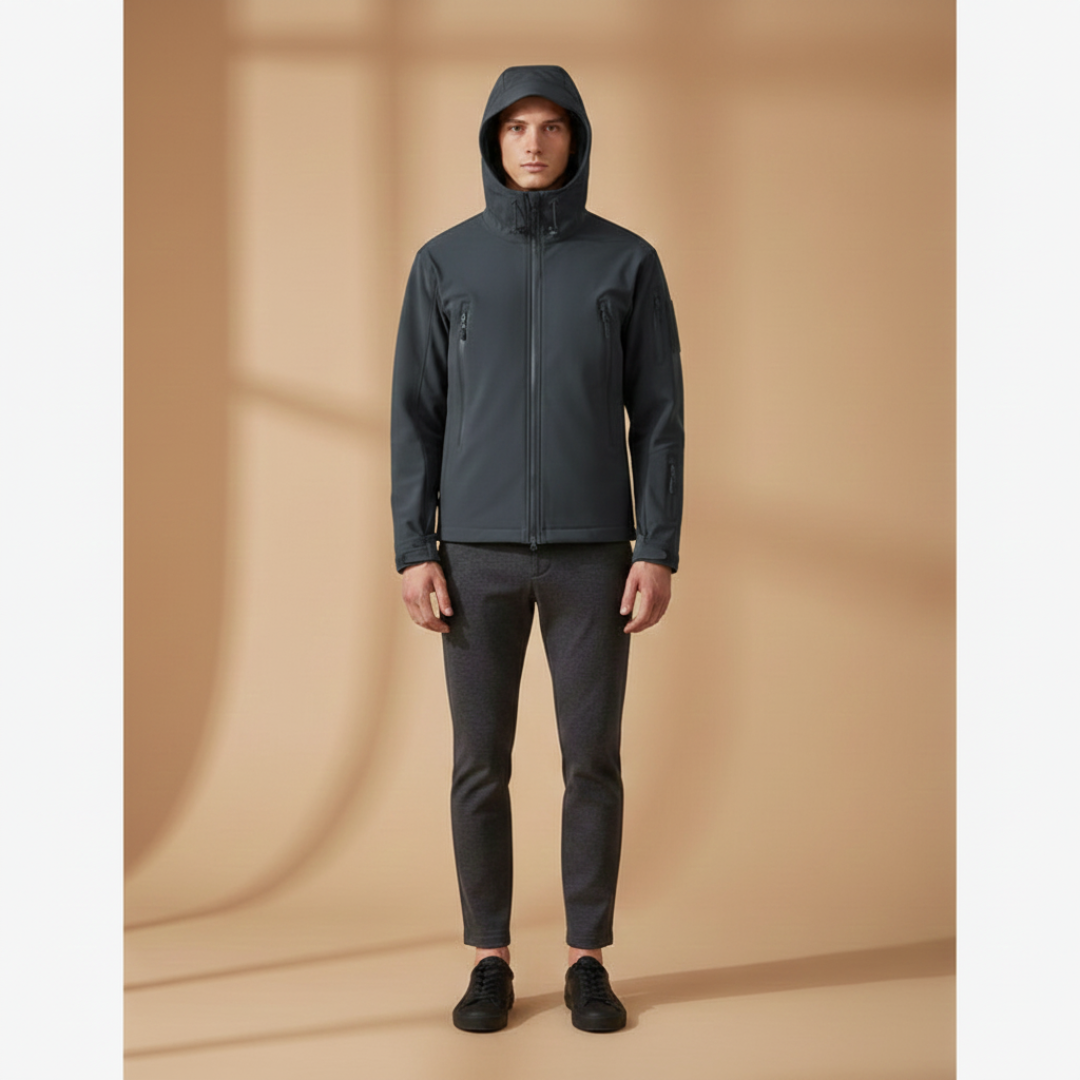 Waterproof Men's Hooded Raincoat with Pockets