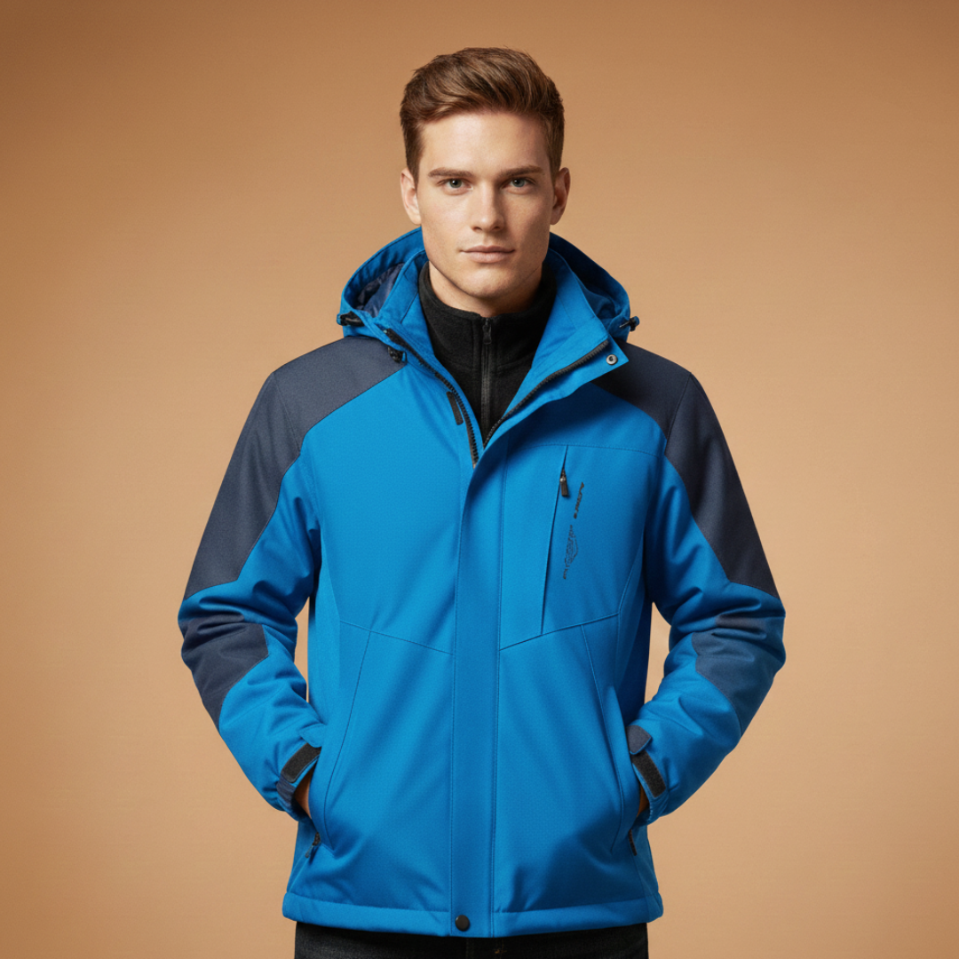 Waterproof Men's Hooded Zip Jacket with Pockets