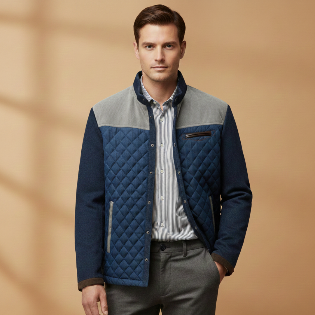 Warm Padded Men's Coat with Contrast Details