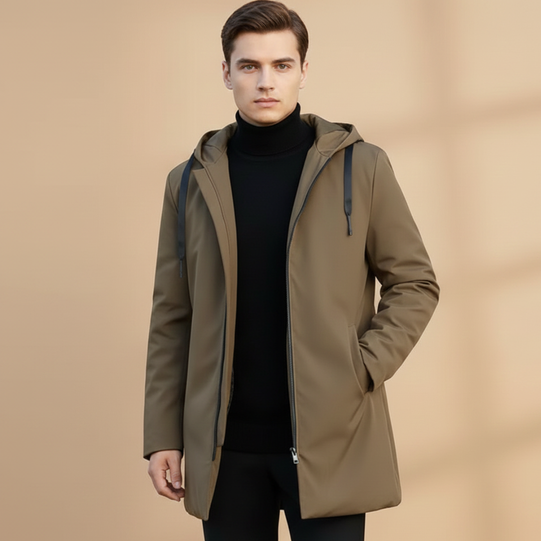 Warm Waterproof Men's Coat with Zip Pockets