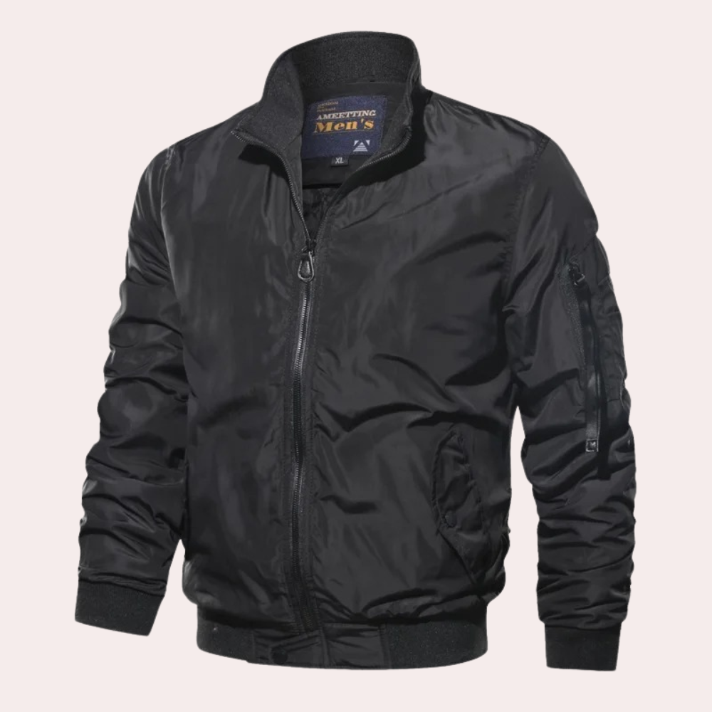 Men's Zip Up Jacket with Ribbed Cuff Detail