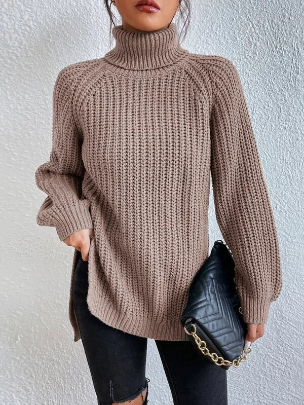 Women's Sweater - Crew Neck Ribbed Knit