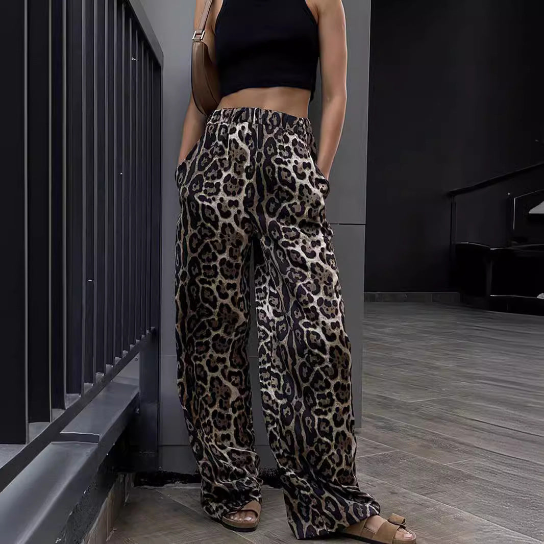 Soft Leopard Print Jogger Pants - Elastic Waistband - ModishWorld