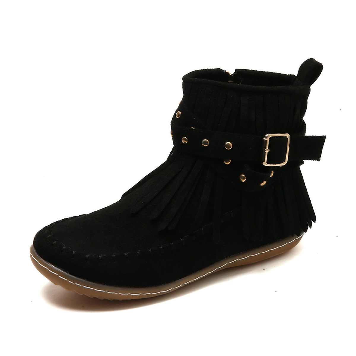 Women's Western Fringe Ankle Boots with Studs