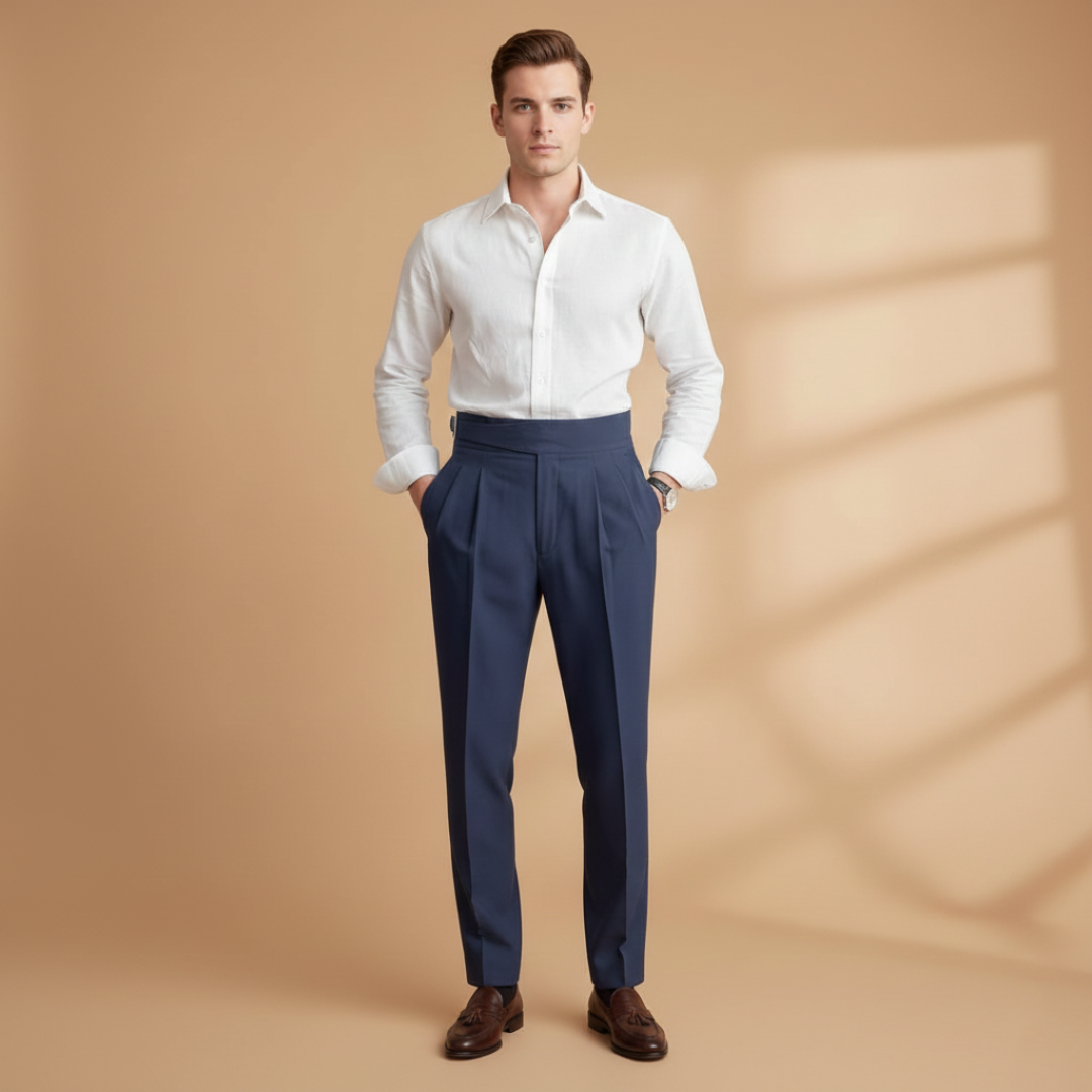 Comfortable High Waist Mens Pants with Adjustable Belt